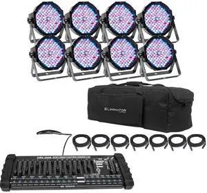 Eliminator Mega Flat PAK8 EP Lighting Pack, Rockville ROCKFORCE 384 Bundle