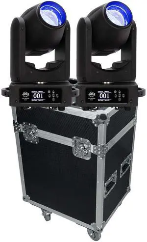 (2) American DJ VIZI Beam RX2 Moving Head Fixture, Rockville RMH2C Case Bundle