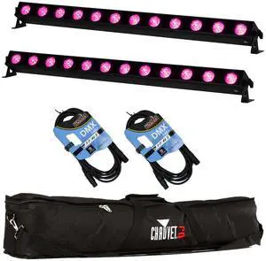 (2) American DJ UBL12H RGBAL+UV Linear Wash Light, Chauvet DJ CHS-60, (2) DMX Cables Bundle