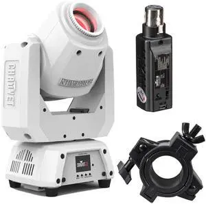 Chauvet DJ Intimidator Spot 260X 75W LED Moving Head (White), Chauvet DJ D-Fi XLR, O-Clamp Bundle