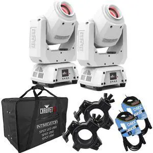 (2) Chauvet DJ Intimidator Spot 260X 75W LED Moving Head (White), Chauvet DJ CHS-2XX, (2) DMX Cables, (2) O-Clamp Bundle