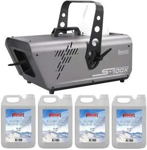 Antari S-100X High Powered Snow Machine, (4) Antari SL-4H Snow Foam Fluid Bundle