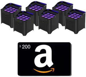 (6) Chauvet DJ Freedom Par H9 IP, $200 Amazon Gift Card Bundle