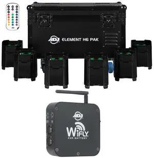 American DJ Element H6 Pak with Charging Case (6-Pack), American DJ WiFLY EXR Bundle