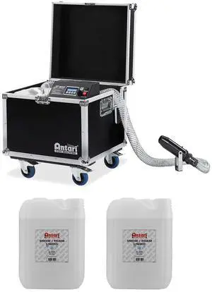 Antari S-500 Snow Machine with Wheeled Road Case, (2) Antari SL-20N Snow Fluid Bundle