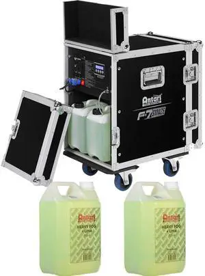 Antari F-7 Smaze Hybrid Fog/Haze Machine with Integrated Fan, (2) FLG-4 Heavy Fog Fluid Bundle