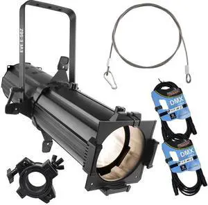 CHAUVET DJ EVE E-50Z 50W LED Ellipsoidal (Black), O-Clamp, (2) DMX Cables, Safety Cable Bundle