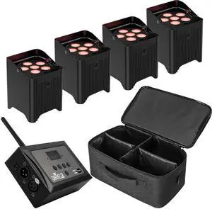 (4) Chauvet DJ Freedom Par T6 Battery-Powered, IBVIVIC 4 Par Bag, Chauvet DJ RFC-XL Bundle