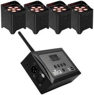 (4) Chauvet DJ Freedom Par T6 Battery-Powered, Chauvet DJ D-Fi Hub Wireless DMX Transmitter Bundle