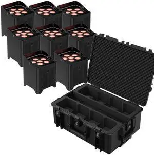 (8) Chauvet DJ Freedom Par T6 Battery-Powered, Freedom Charge 8P Case Bundle