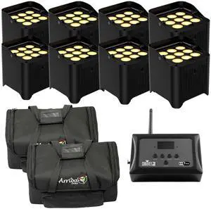 (8) Chauvet DJ Freedom Par Q9, (2) Arriba Bag AC420, Chauvet Remote (FC-W) Bundle