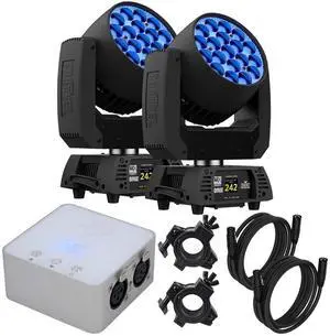(2) Chauvet Pro Rogue R2X Wash Moving Head, ADJ My DMX3.0, (2) Clamps, (2) 5 Pin DMX Cables Bundle