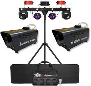 CHAUVET GigBAR Move + ILS, (2) Donner DFM-500 Fog Machines Bundle