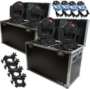 (4) CHAUVET Intimidator Spot 475ZX (Black), (2)Flight Cases, (4) DMX Cables, (4) Clamp