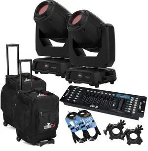 (2) Chauvet DJ Intimidator Spot 375ZX (Black), CO-Z 192 DMX, (2) CHS-50 bags, (2) DMX Cables, (2) Clamps Bundle