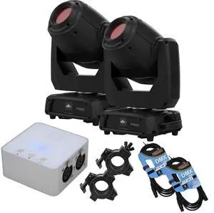 (2) Chauvet DJ Intimidator Spot 375ZX (Black), My DMX3.0, (2)DMX Cables, (2) Clamps Bundle
