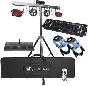 Chauvet DJ GigBAR 2 All-In-One Lighting System, DMX Controller CO-Z 192, (2) DMX Cables Bundle