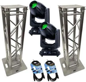 (2) American DJ VIZI CMY300, (2) 1.5 Meter Aluminum Truss, (2) DMX Cable Bundle