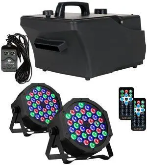 American DJ Entour Chill Low-Lying Fog with Remote, DJ Lights 36 LED RGB 2 Pack Bundle