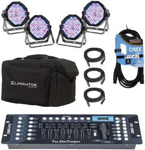 Eliminator Mega Flat PAK EP Lighting System  DMX Controller Board  DMX Cable Bundle