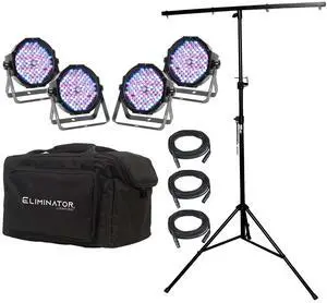 Eliminator Mega Flat PAK EP Lighting System  DJ Light Stand T-Bar Bundle