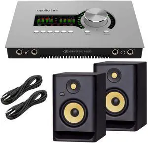 Universal Audio Apollo x4 (G2), (2) KRK Rokit5 G5, (2) 1/4 Cables Bundle
