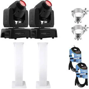 (2) Chauvet DJ Intimidator Spot 110 Lightweight LED Moving Head with Clamps & (2) Rockville RTP32W Totem Moving Head Light Stands