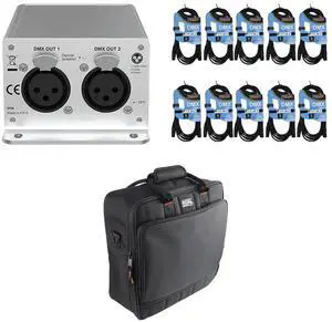 Chauvet DJ Xpress 1024 DMX Interface for ShowXpress software + Gator Cases G-MIXERBAG-1515 Padded Nylon Mixer/Equipment Bag and Cables.