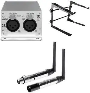 Chauvet DJ Xpress 1024 DMX Interface for ShowXpress software + DMX512 DMX Dfi DJ Wireless system Receiver or Transmitter 2.4G for Stage Lighting Control and Laptop Stand.