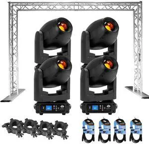 (4) American DJ Focus Spot 4Z 200W LED Moving Head Spot Fixtures with CHAUVET DJ Trusst QT-GOAL Portable Goal Post Kit Package