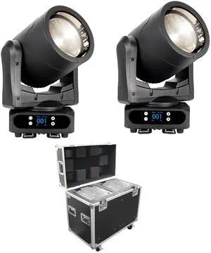(2) American DJ Par Z Move RGBW  Moving Head LED Wash Light + ProX 250 Style Moving Head Lighting Case for 2 Units [XS-MH250X2W MK2]