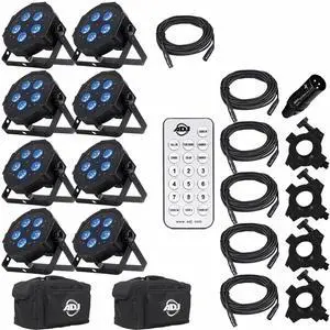 (2)Eliminator Mega Flat Hex Paks with DMX 3-Pin Terminator Package