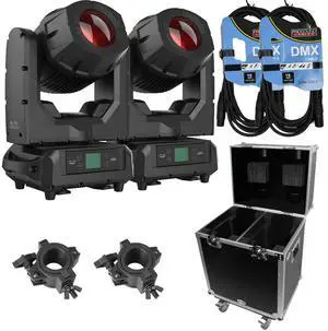 American DJ Hydro Beam X1 (Pair)  IP65 Moving Head Fixture, Dual Flight Case, Clamp and Cable.