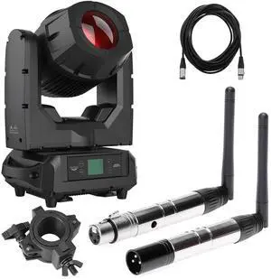American DJ Hydro Beam X1  IP65 Moving Head Fixture + 2pcs DMX512 DMX Dfi DJ Wireless system Receiver or Transmitter 2.4G for Stage Lighting Control + DMX Cable and Clamp.