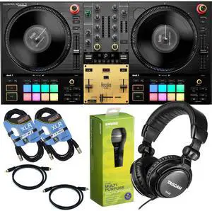 Hercules DJControl Inpulse T7 Premium DJ Controller, Tascam TH02, (2) XLR Cables, Shure SV100, RCA Cables Bundle