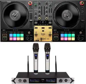 Hercules DJControl Inpulse T7 Premium DJ Controller, PSG AUDIO MP-0919 Dual Wireless Mic Bundle