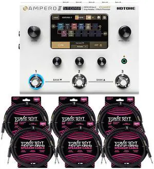 Hotone Ampero II Stomp MP-300 Amp Modeler & Effects Processor, (6) ErnieBall 1/4 Bundle