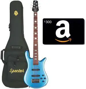 Spector Euro 5 Classic Bass Guitar, Metallic Blue Gloss, Amazon Gift Card $300 Bundle