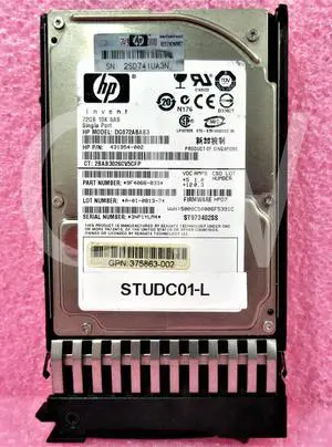 434916-001 HP 375861-B21 DG072ABAB3 72GB 10K 3G 1-Port 2.5in SAS Hard Drive