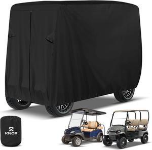 Golf Cart Covers 4 Passenger, 2+2 Seater Waterproof Cover, 79" Long Roof, Black, Compatible with EZGO TXT/RXV, Club Car DS/Precedent, Evolution, ICON, Yamaha Golf Cart Cover