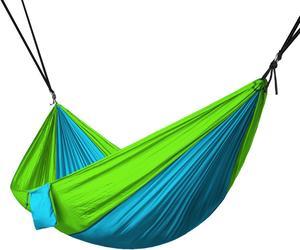 Portable 2 Person Hammock Rope Hanging Swing Camping - Light Blue & Fruit Green