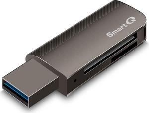 SmartQ C370 SD Card Reader Portable USB 3.0 Flash Memory Card Adapter Hub for SD, Micro SD, SDXC, SDHC, MMC, Micro SDXC, Micro SDHC, UHS-I for Mac, Windows, Linux, Chrome, PC, Laptop, Switch (Single)