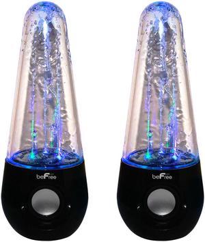  AOBOO Led Light Dancing Water Speakers Fountain Music for  Desktop Laptop Computer PC (Two pcs),USB Powered Stereo Speakers 3.5mm  Audio (Black,Line-in Speakers) : Electronics