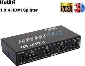 HDMI Splitter 1 in 4 Out 4K Metal HDMI Switcher Box Supports 3D 4K 30Hz Full Ultra HD 1080P for Xbox PS3/4 Fire Stick Roku Blu-Ray Player HDTV