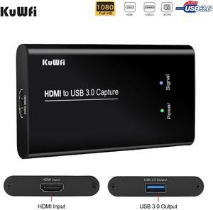 KuWFi HD Video Capture Device Card HDMI to USB3.0 HD Video Converters Game Streaming Live Stream Broadcast 1080P for OBS/Vmix/Wirecast/skype