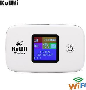 KuWFi 4G LTE Mobile WiFi Hotspot Unlocked Wireless Internet Router Devices with SIM Card Slot for Travel Support B2/B4/B5/B12/B17 Network Band for AT&T/T-Mobile