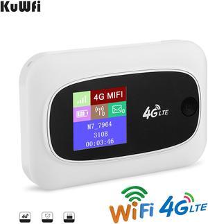 KuWFi 4G LTE Mobile WiFi Hotspot Travel Router Partner Wireless SIM Routers with SD SIM Card Slot Support LTE FDD/TDD Work for USA/CA/MX Europe Africa Asia Oceania Almost Universal