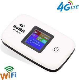 KuWFi L100 Unlocked Travel Partner 4G LTE Wireless 4G Router with SIM Card Slot Support LTE FDD B1/B3/B5 work with US AT&T Europe Caribbean South America Africa easy to carry in hand for outdoor