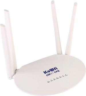 KuWFi Router 4G LTE, Cat6 300Mbps 4G Router with SIM Slot 4pcs Non-Detachable Antennas Mobile WiFi Hotspot 2 LAN Port up to 32 Users Work with T-Mobile AT&T