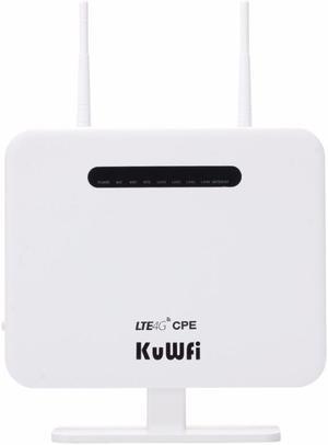 KuWFi 4G LTE CPE Router,300Mbps Unlocked 4G LTE CPE Wireless Router Antenna 3G 4G AP WiFi Router WFi Hotspot SIM Card Solt USA/CA/Mexico B2/B4/B5/B17 Network Band